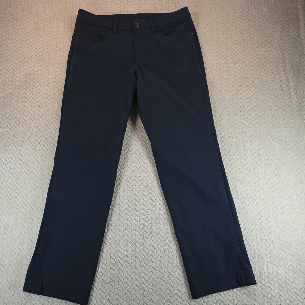 Lululemon ABC Pant Mens 30x29 Navy Blue Technical Straight Leg Trousers CA 35801